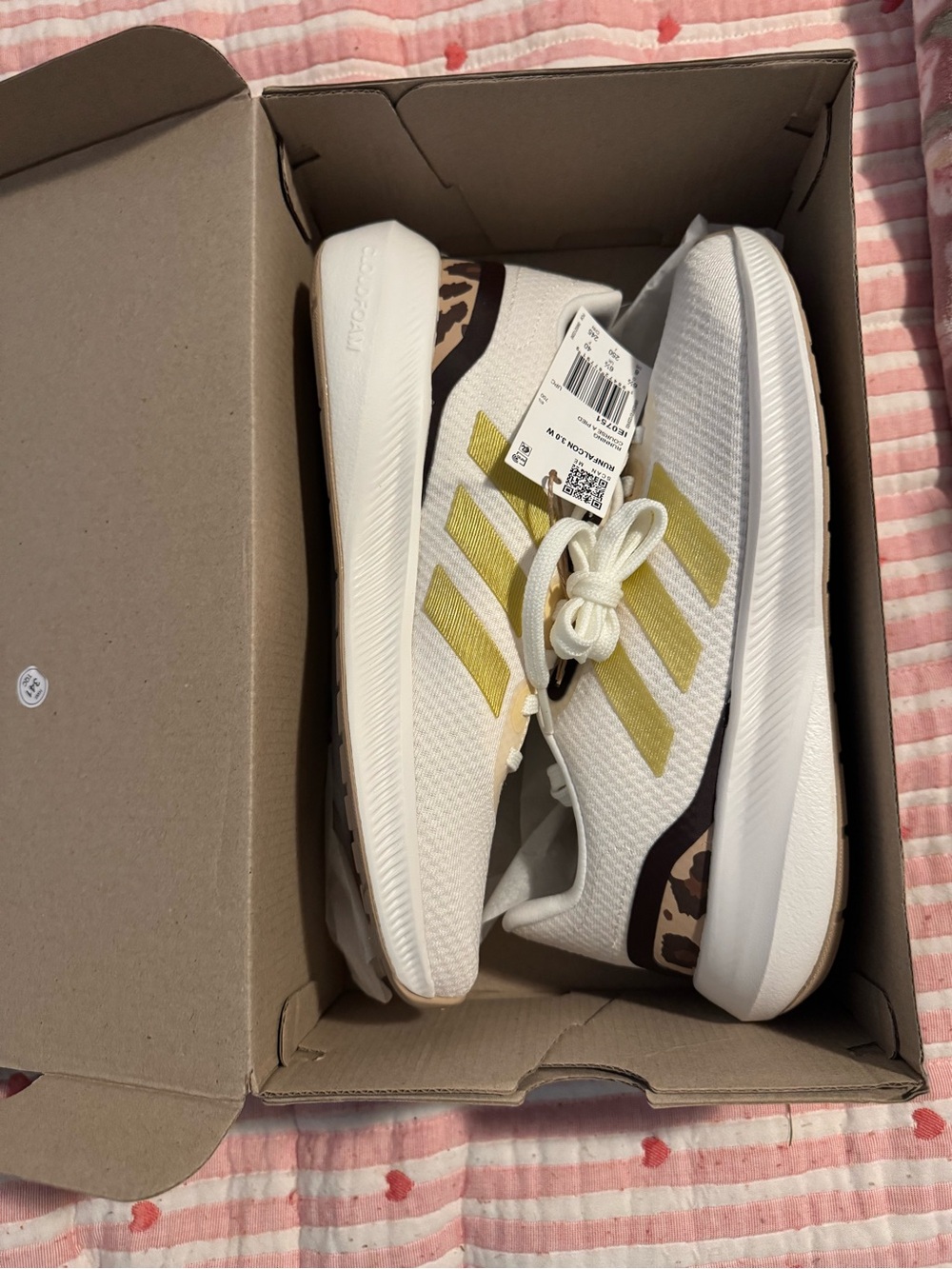 NWT ADIDAS RunFalcon 3.0 W Women's Athletic Sneakers with Leopard Detail- Size 8 - Picture 6 of 7